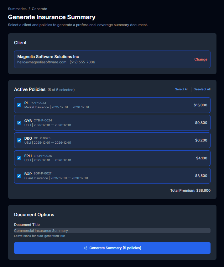 One-click account summary generation